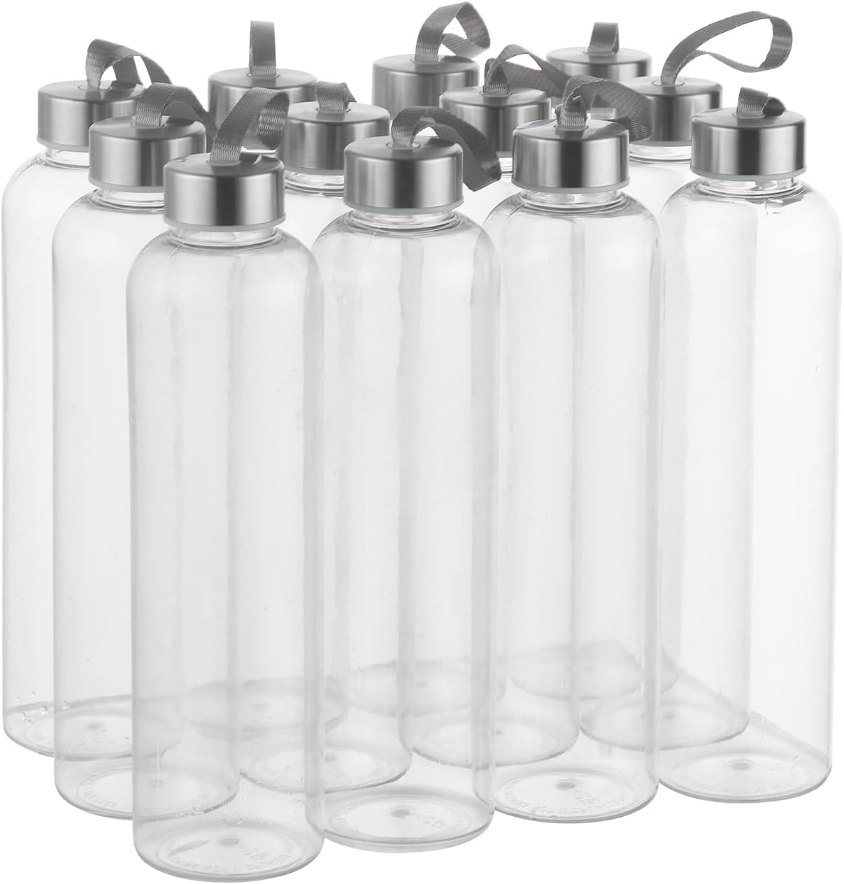 novelinks 27 OZ Plastic Water Bottles Reusable Water Bottles with Airtight Juice Bottle with Stainless Steel Lids for Eco-Friendly Travel Drinks and Beverages,12 Pack
