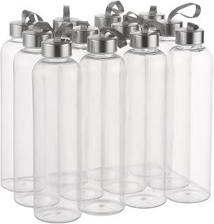 novelinks 27 OZ Plastic Water Bottles Reusable Water Bottles with Airtight Juice Bottle with Stainless Steel Lids for Eco-Friendly Travel Drinks and Beverages,12 Pack
