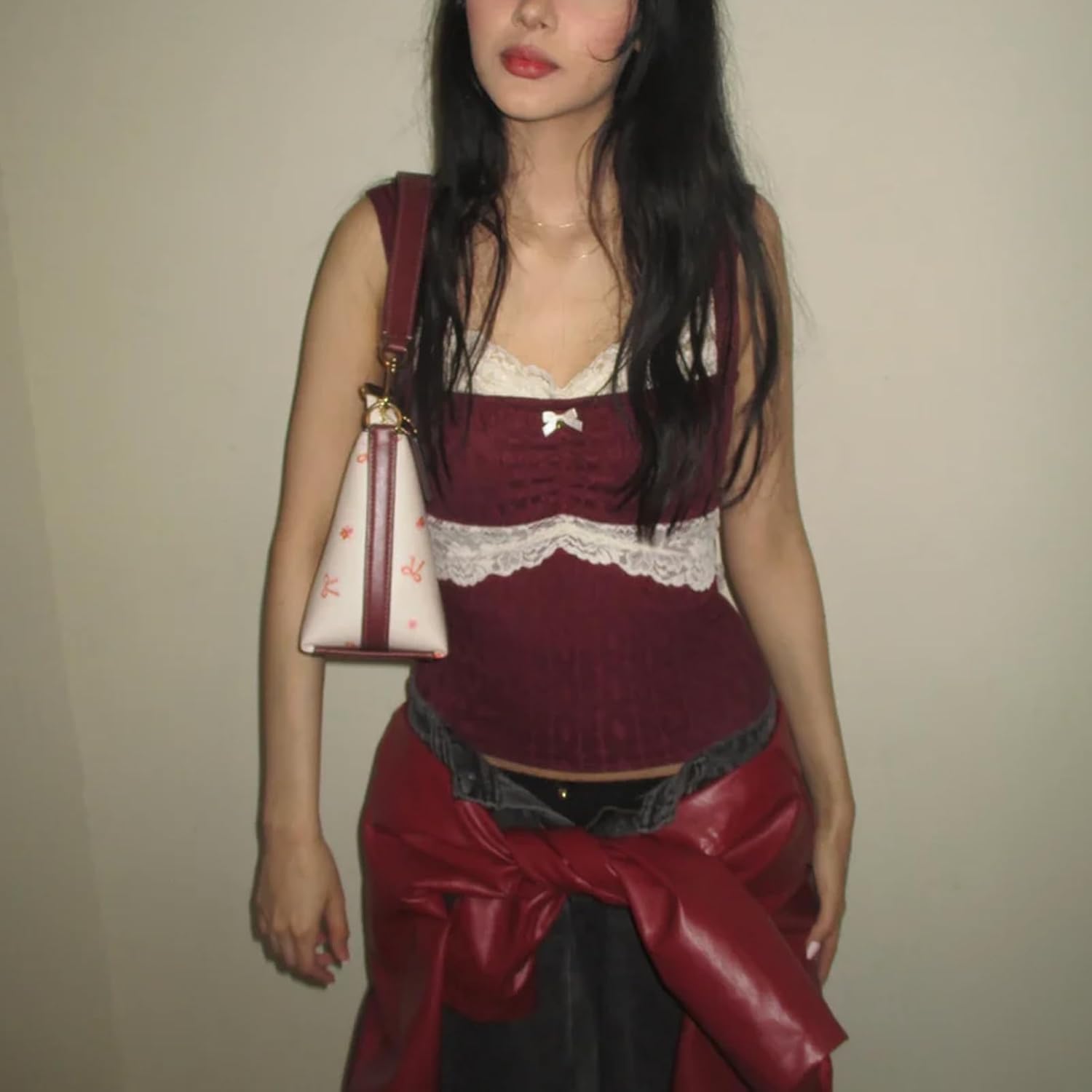 Women Grunge Coquette Tops Y2K Cute Core Vintage Aesthetic Fairy Shirts 2000s Lace Trim Tank Top Downtown Girl Clothes - Image 4