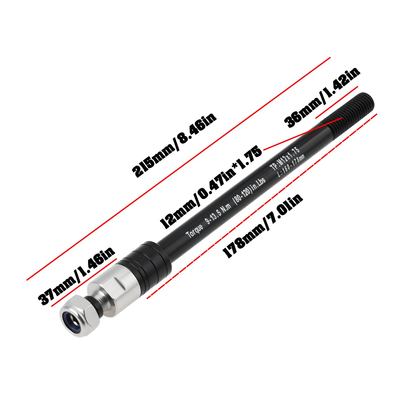 SG Store 12-mm-Steckachse für Fahrradanhänger Längenverstellbar 160–178 Mm Kompatibel mit Mountainbikes Und Rennrädern