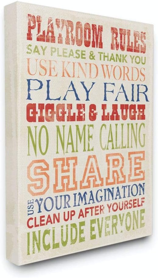 The Kids Room by Stupell Playroom Rules in Four Canvas Wall Art, 36x48, Multi-Color