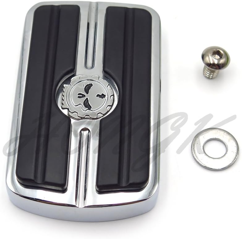 HONGK- Chromed Compatible with Touring Softail Brake Pedal Large Pad H-D Skull [B07FJPS739]