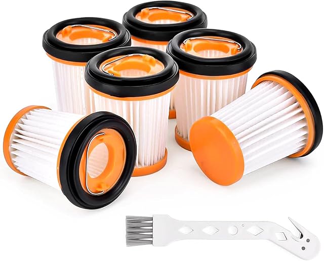 6 Pack Shark Handheld Filter Replacement, Cordless Fabric Filter for Shark Ion W1, Handheld Vacuum Filter for Wv200uk, Wv201, Wv205, Wv220, Wv251, with a Cleaning Brush