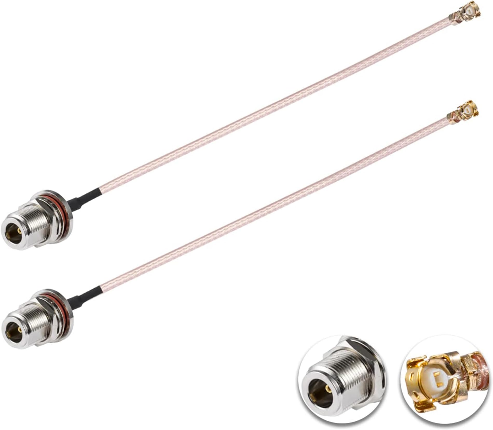 2PCS U.F.L1 to N Type Female Low Loss Coaxial Cable 6" /15CM U.F.L1 RG178 Coaxial Pigtail Cable for Wireless Routers Mini PCIE Network Cards PCI Wi-Fi WAN Repeater