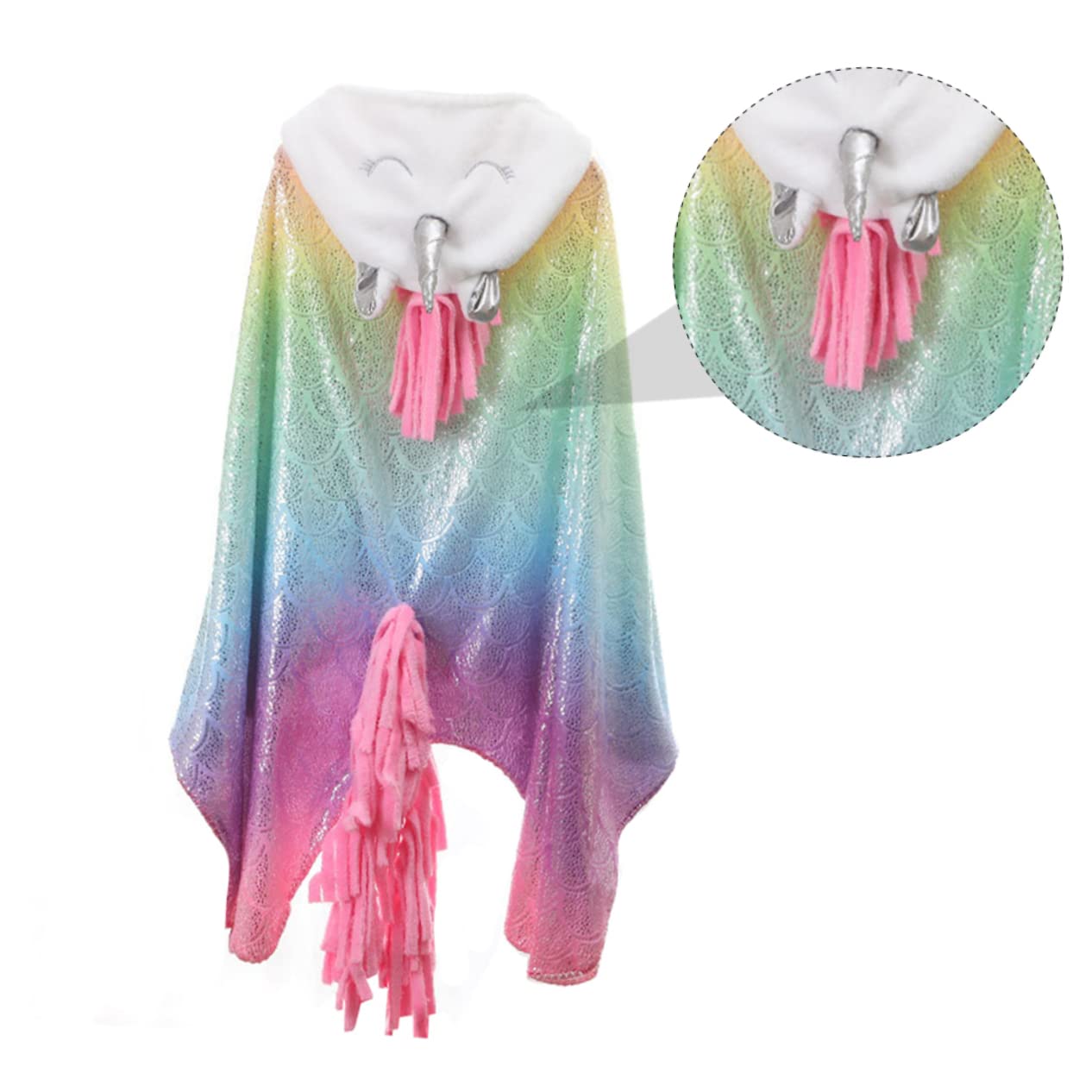VANZACK Unicorn Cape Hot Stamping Shawl Comfortable Adult/child Blanket Unique Design for Parties