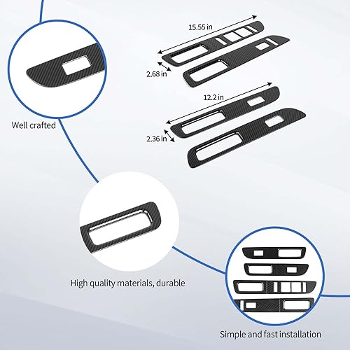 Miniatura 6 de JeCar Cubierta de panel de interruptor de elevación de ventana de fibra de carbono para Ford F150 Raptor 2009-2014 Accesorios interiores