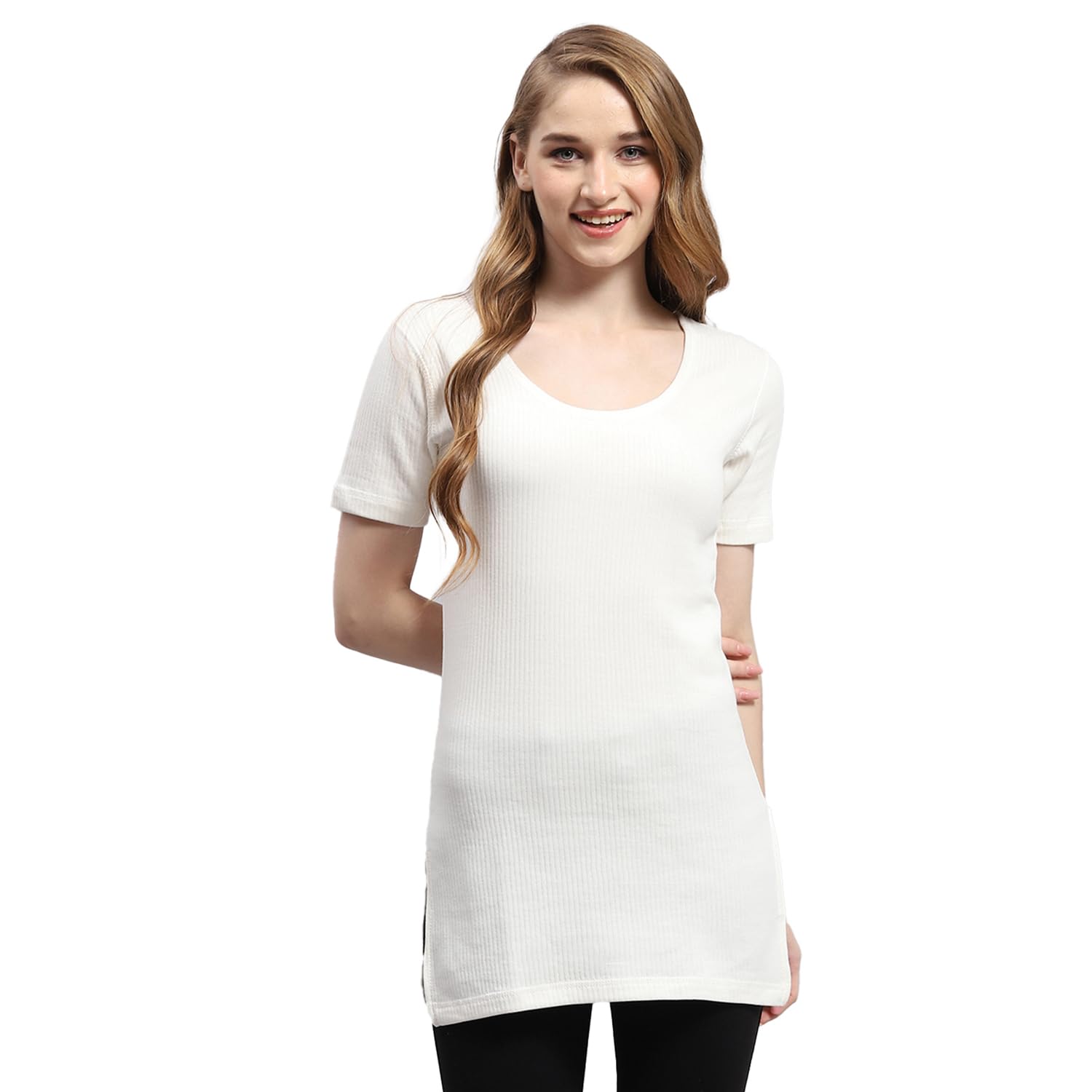 monte carlo Womens Solid Round Neck Half Sleeve Thermal Vest (6240L2WH)-picture-42
