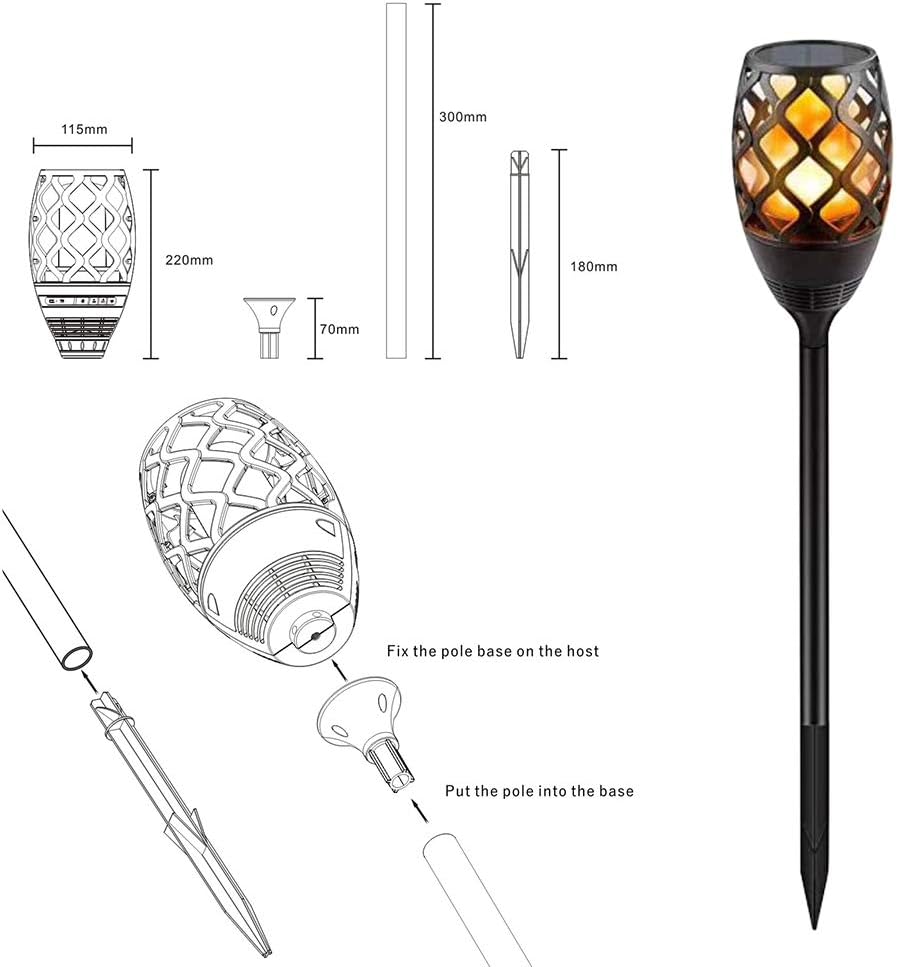 Solar Powered Lamp with Torches Light for Home and Garden During Christmas and New Year Waterproof