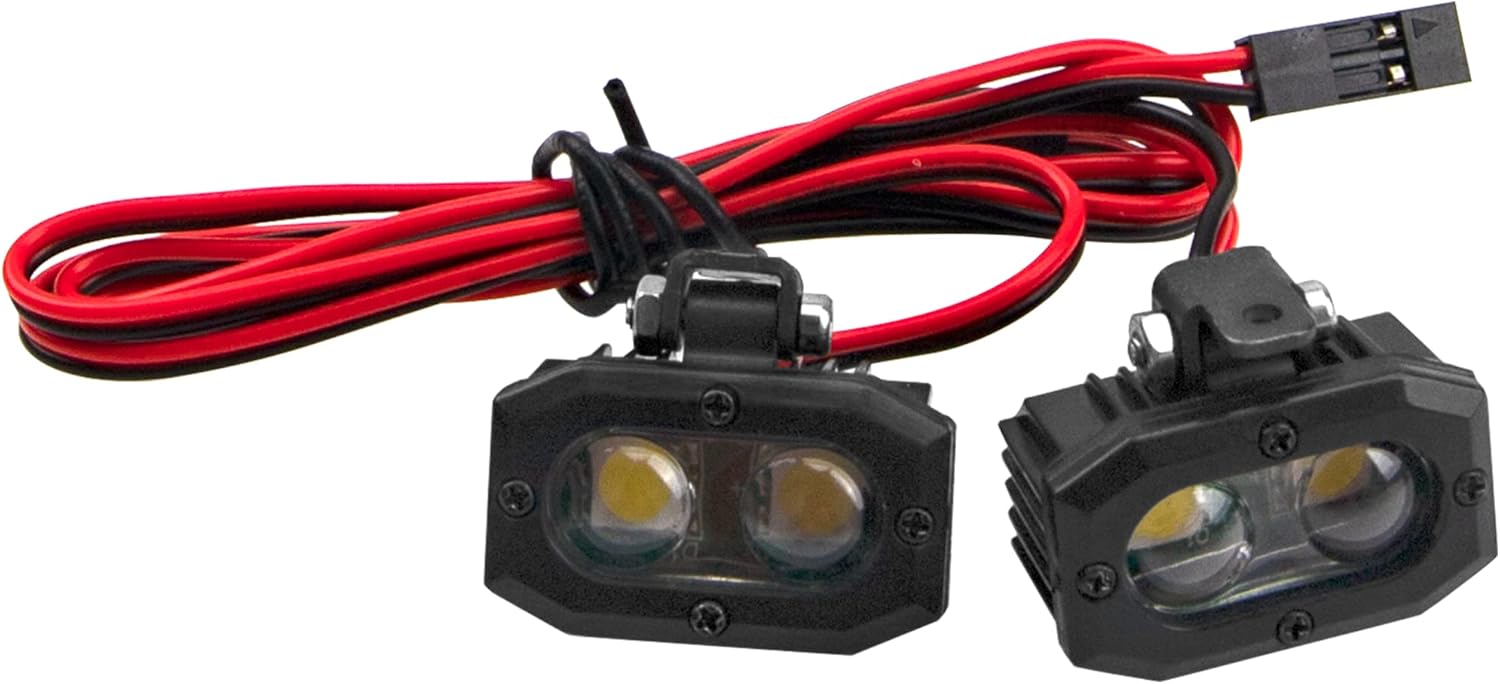 RC Crawler Bumper Light LED Headlight Spotlight w/Rectangular Cover Compatible with Traxxas TRX-4 Axial SCX10 90046 D90 CC01 Wraith Redcat Gen8 1/10 RC Crawler Car (2Leds)