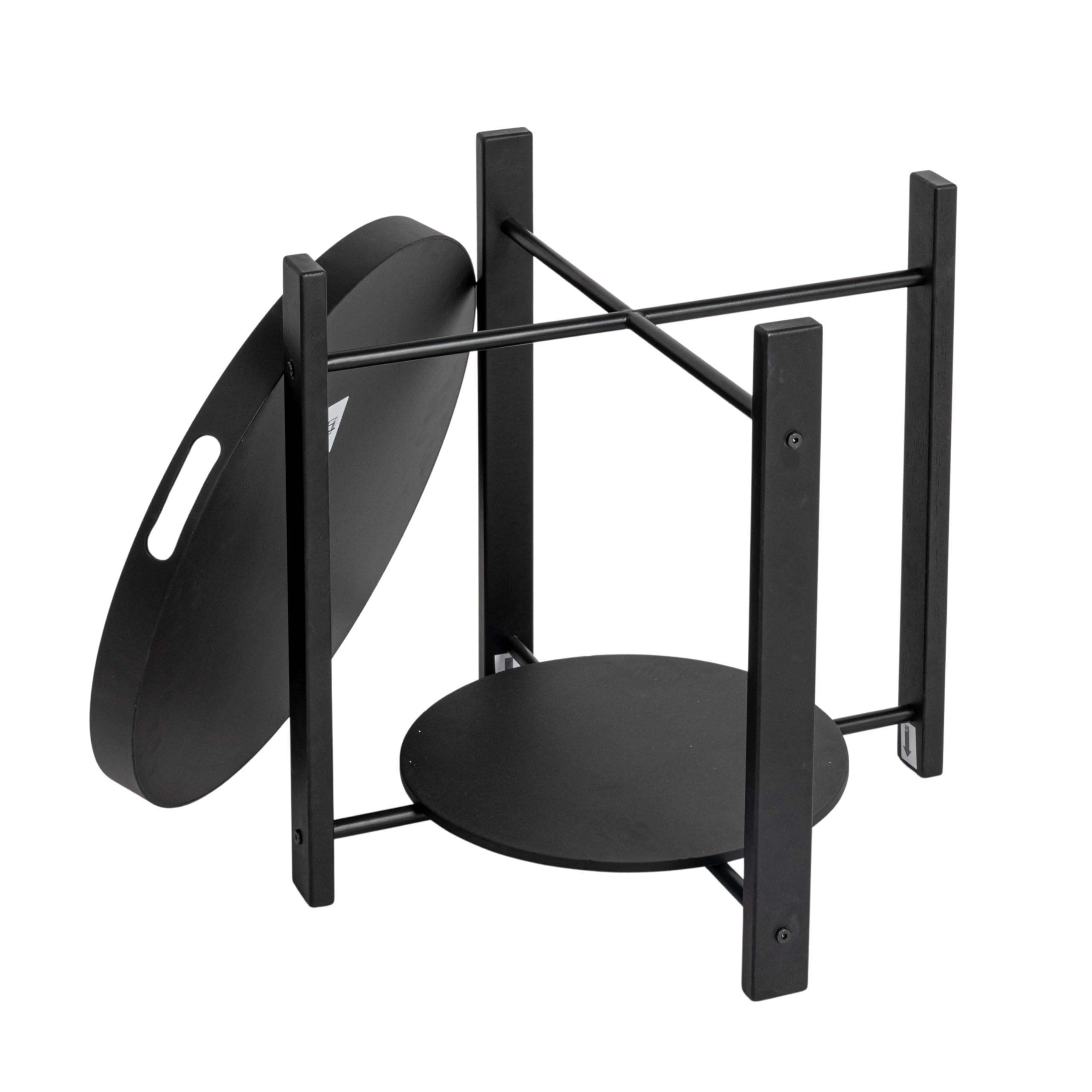 Creative Co-Op Chic Fir Wood and Metal Tray Table, Black