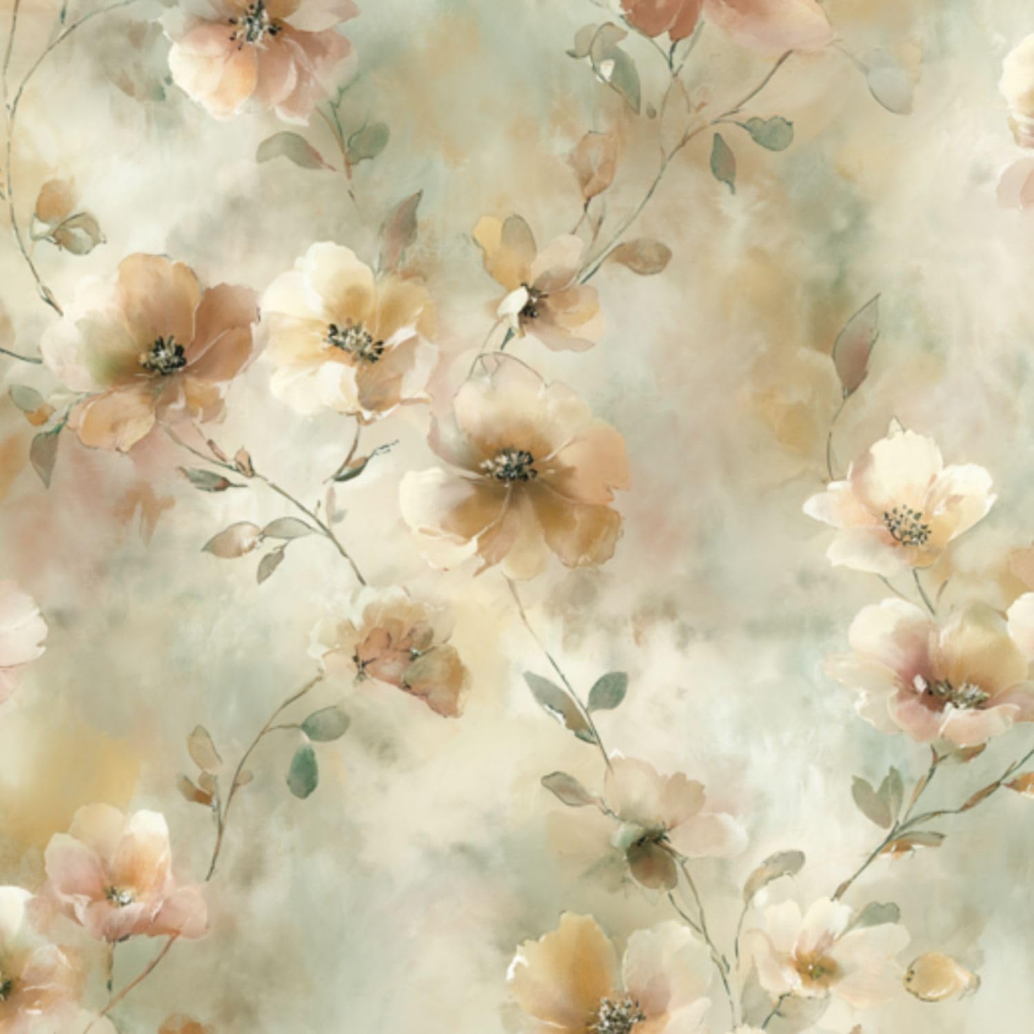 Deruinvaio Multi10 Self Adhesive Feature Removable Watercolor Wildflower Botanical Soft Peel And Stick Vinyl Wallpaper Roll, Sticky Lining Paper For Bedroom, Living Room, Kitchen Walls