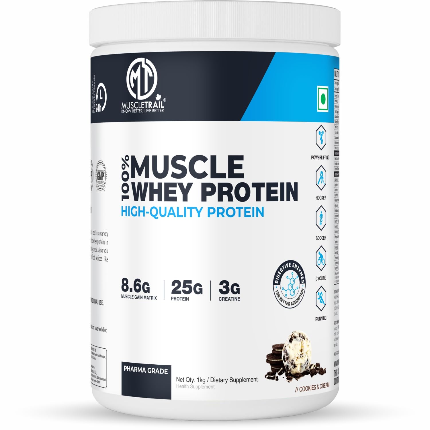 Muscle Trail 100% Whey Protein Powder | Protein for Muscle Gain | 25g Protein, 3g Creatine, 8.6g Muscle Gain Matrix | With Digestive Enzymes | For Athletes & Fitness Enthusiasts 2KG (Chocolate) — Amazon image 18