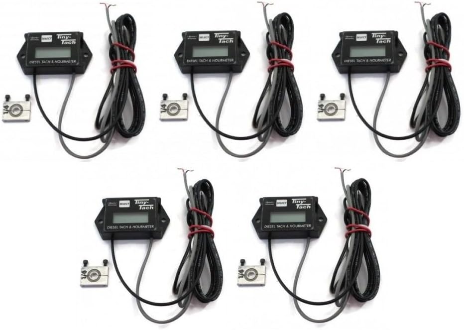 (5) Diesel Engine Tiny Tach Hour Meter TACHOMETERS 1/4" Tansducer DTL-1/4 by The ROP Shop