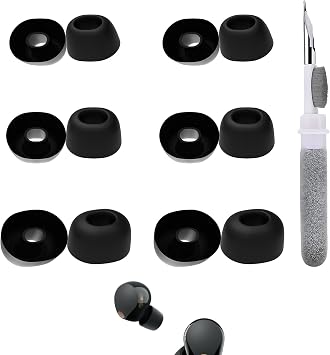 6 Pairs Replacement Silicone Ear Buds Tips Compatible with Sony WI-C100/WF-C510/WF-1000XM5/WF-C700N/LinkBuds Fit/Pulse Explore/CRE-C20/INZONE, Fits in Case, with 3-in-1 Cleaner Kit, S/M/L