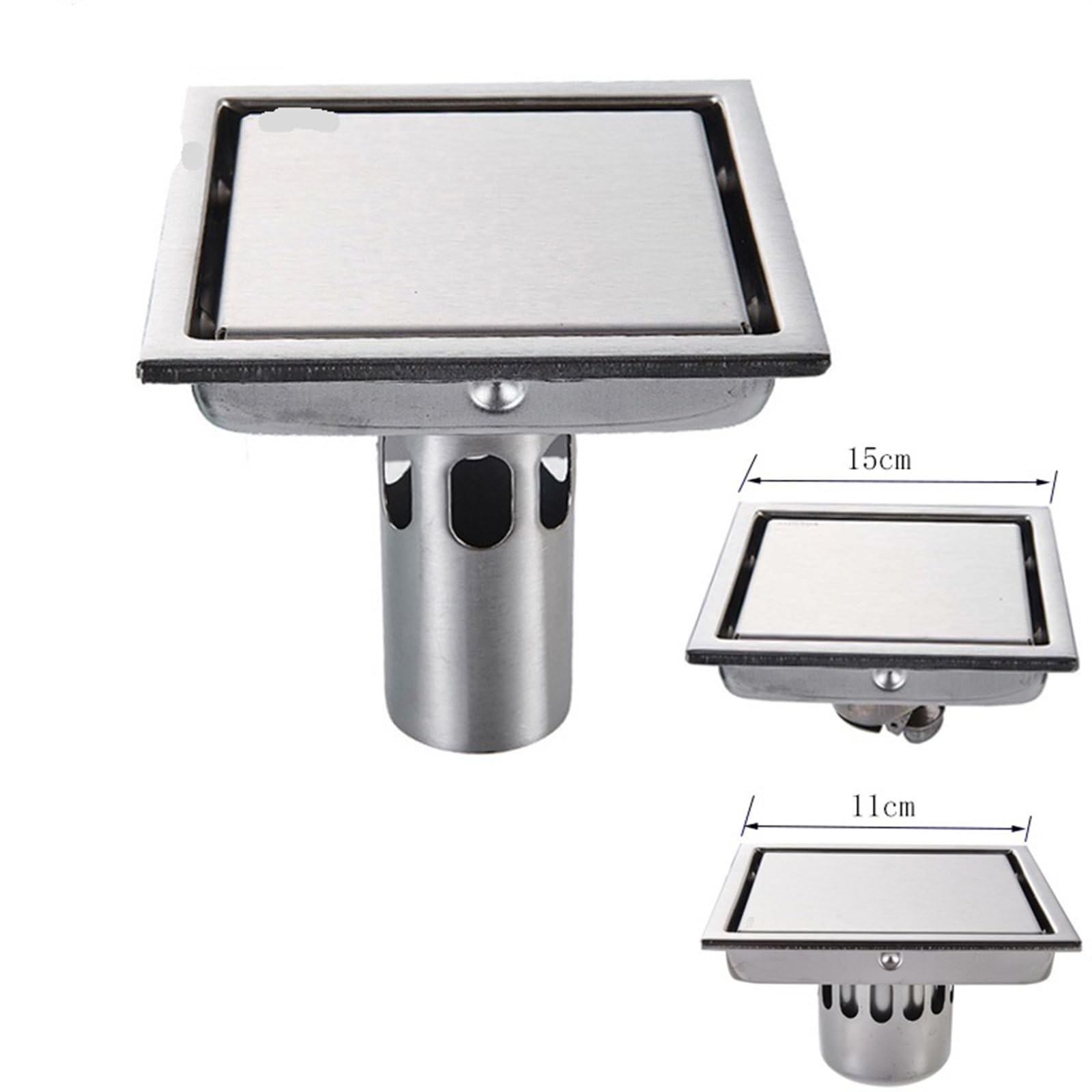 DesagüEs De Suelo Inserto de azulejo Desagüe residuos Piso Cuadrado Rejillas baño Drenaje Ducha Escurridor Flujo Grande Acero Inoxidable(Style16-10X30cm)