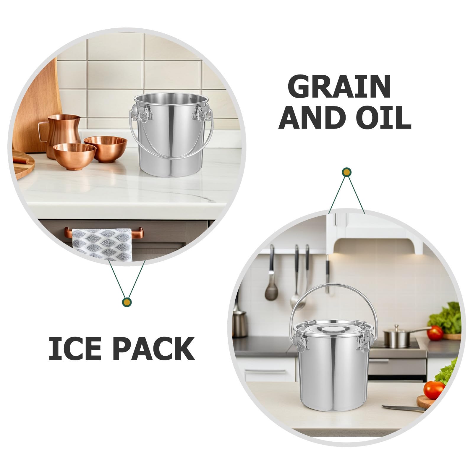 Cubo de Acero Inoxidable Sellado con Asa Portátil para Almacenamiento y Transporte de Leche Aceite Granos y Bebidas Resistente y Hermético para Uso Doméstico y Catering