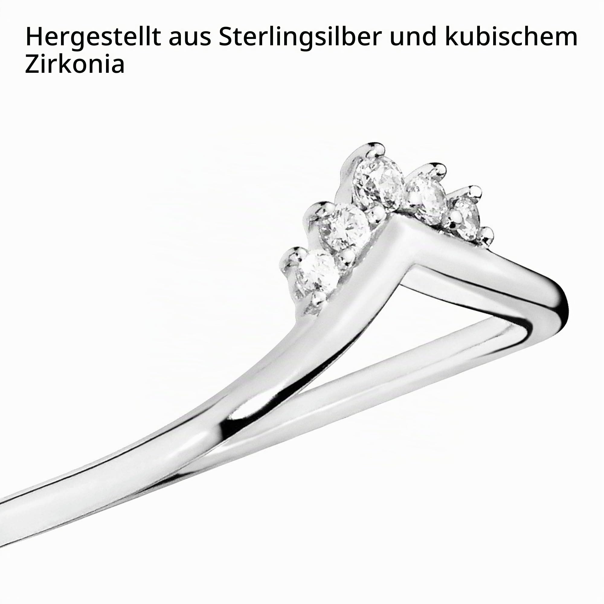 Pandora Wishbone-Ring Tiara, Sterlingsilber, mit klarem Cubic Zirkonia
