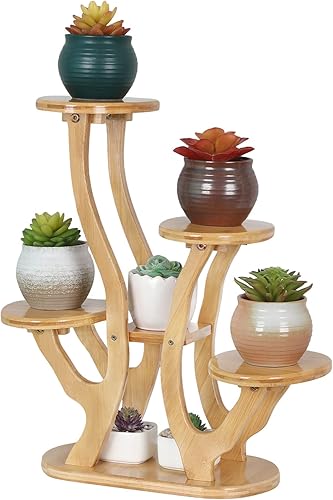 Jotboom Soporte de bambú escalonado para plantas de 4 niveles, estante para umbral de ventana para plantas de interior, pequeño soporte para macetas Jotboom Soporte de bambú escalonado para plantas de 4 niveles, estante para umbral de ventana para plantas de interior, pequeño soporte para macetas