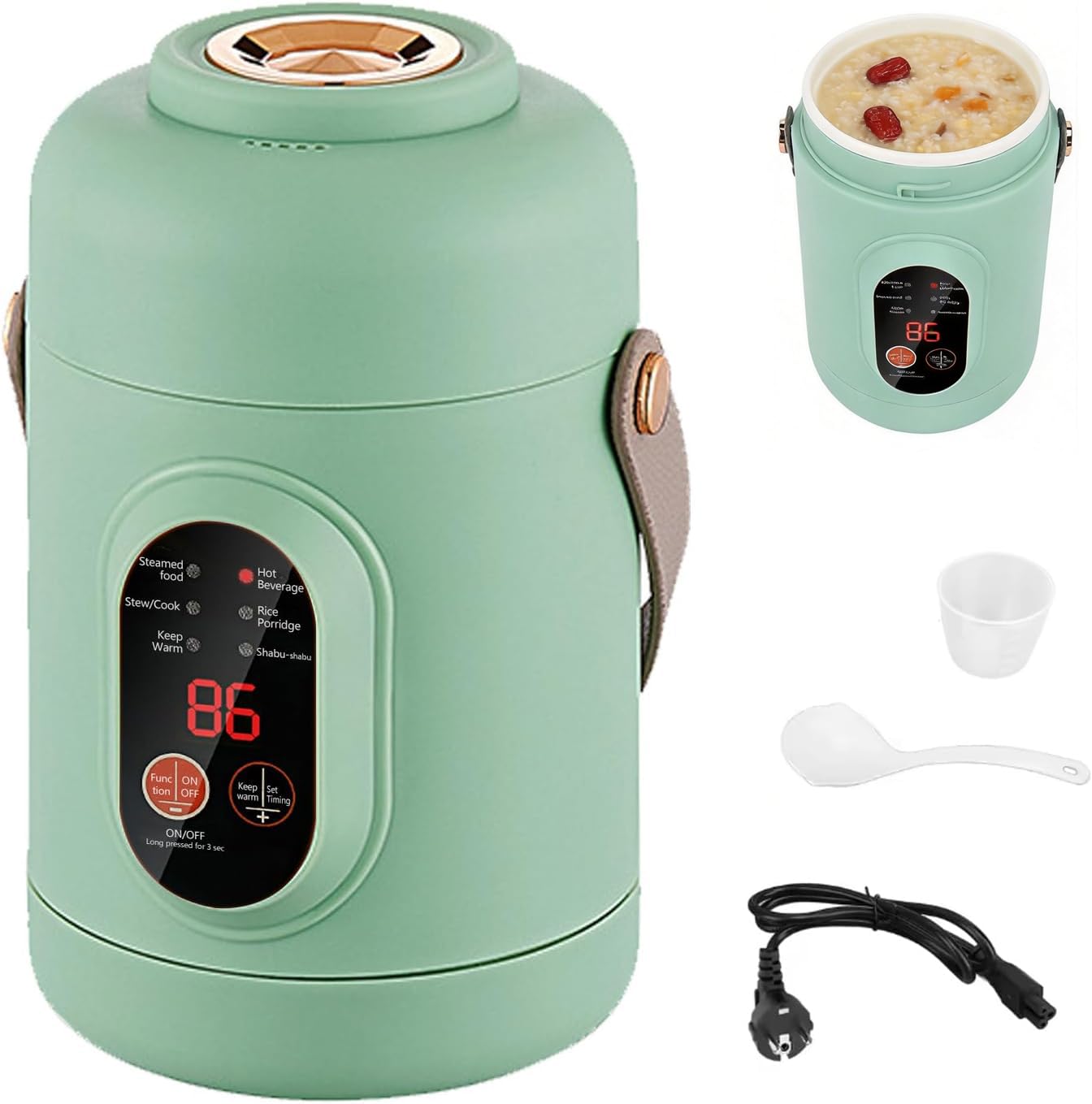 Elektrischer Hot Pot, Tragbarer Elektrischer Topf 800ML Ramen-Kocher mit 6 Modi & Timer Reise-Kochtopf Nudel Kocher Aler Fauler Topf für die Zubereitung von Suppen, Reis, Tee, Brei
