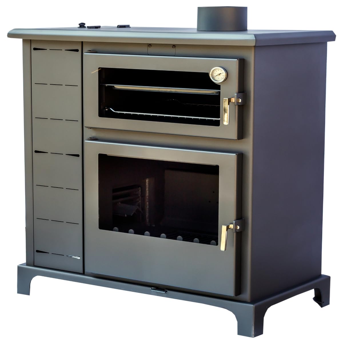 Stufa Policombustibile ECO VALLE con Forno – Funziona con Pellet, Nocciolino, Gusci di Mandorla, Legna – Ecodesign 2022 – Senza Elettricità