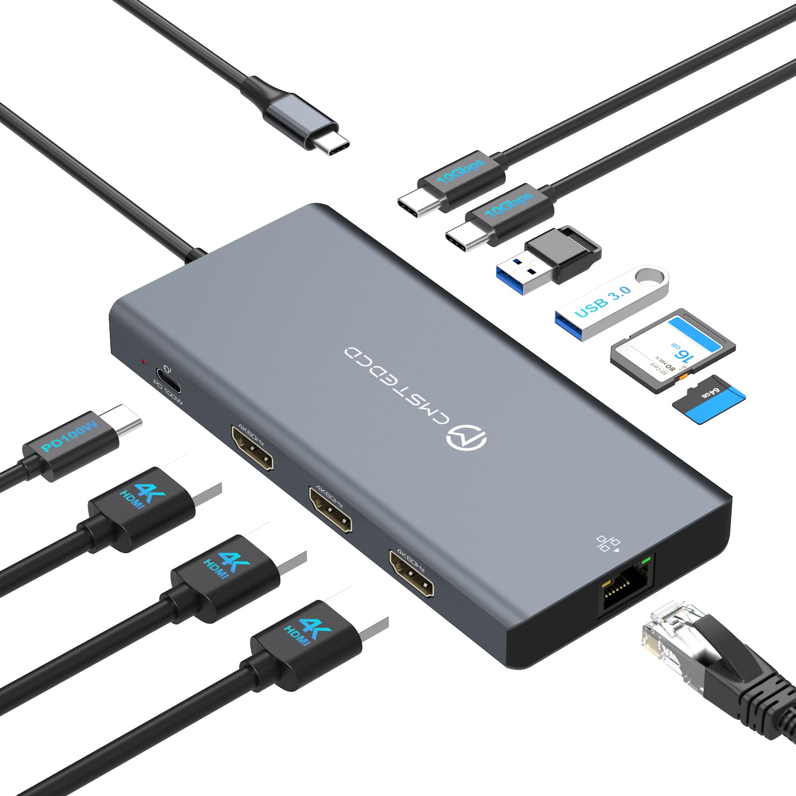 Stacja Dokująca 12 w 1 Stacja Dokująca 3 Monitory 3 HDMI
