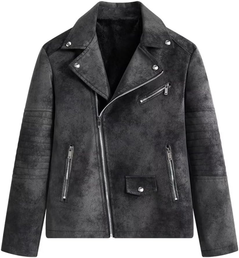 [Trysimple] レザージャケット メンズ ライダースジャケット 革ジャン 裏起毛 ブルゾン コート スエード あったか 秋冬