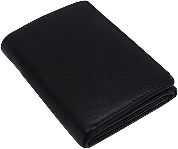 Mens RFID Blocking Premium Leather Classic Trifold Wallet Black