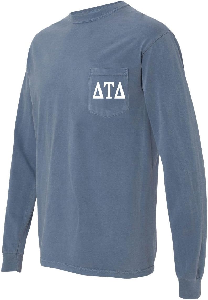 Delta Tau Delta Fraternity DTD Comfort Colors Pocket Long Sleeve Shirt