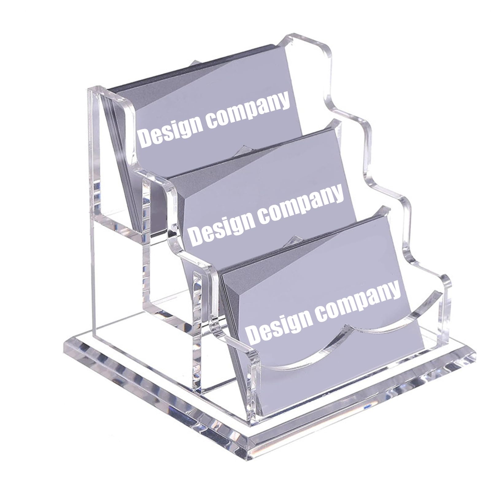 Realand Transparent Acrylic Business Card Holder Desk, Clear Desktop Business Card Display Stand With Thick Base, Name Card Organizer Case For Office Exhibition, 3 Slots, 1 Pack
