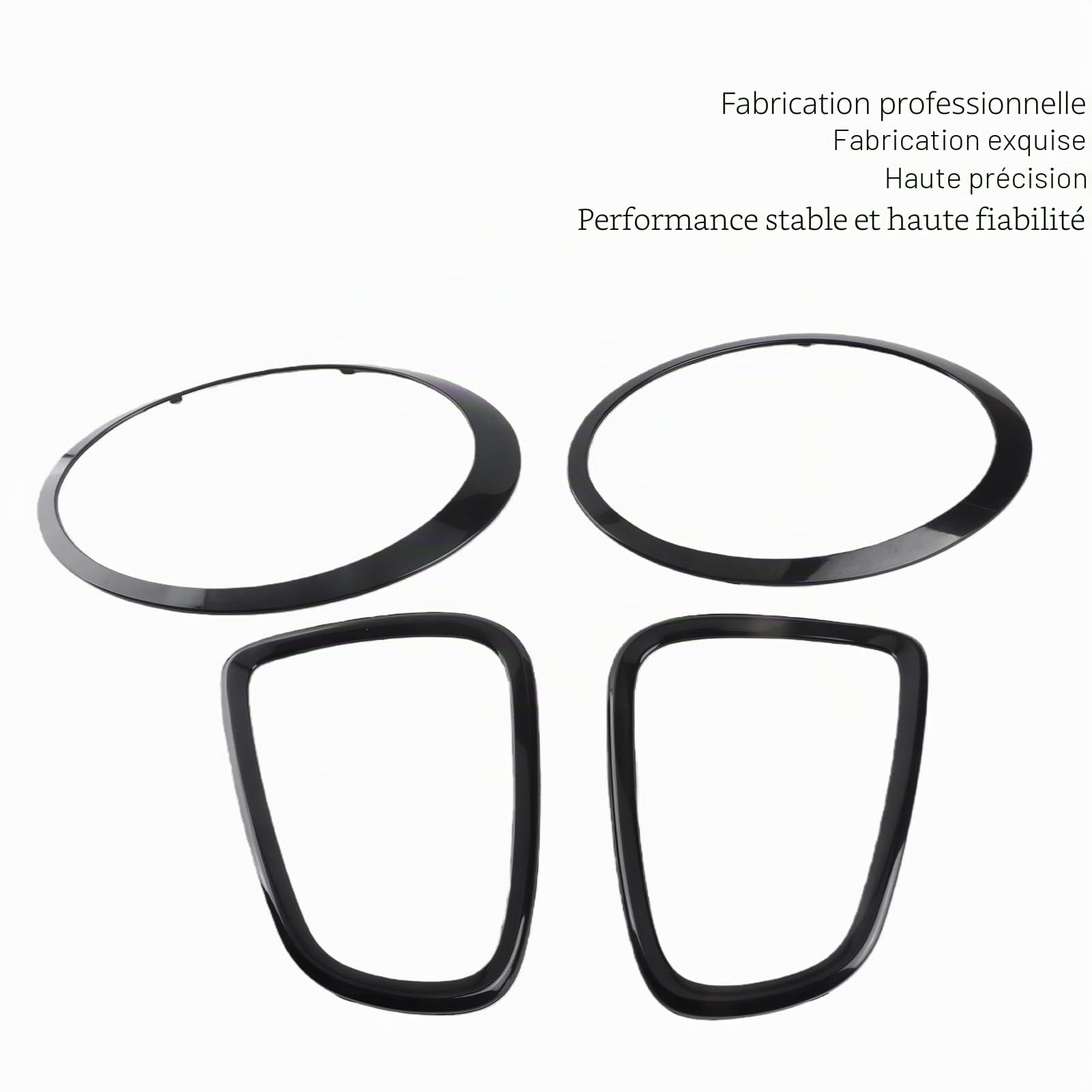 Keenso Lot de 4 Garnitures de Lunette de Phare, Noir Brillant pour Phare Arrière, Garnitures de Remplacement pour Mini R56 R57 R58 R59 S JCW