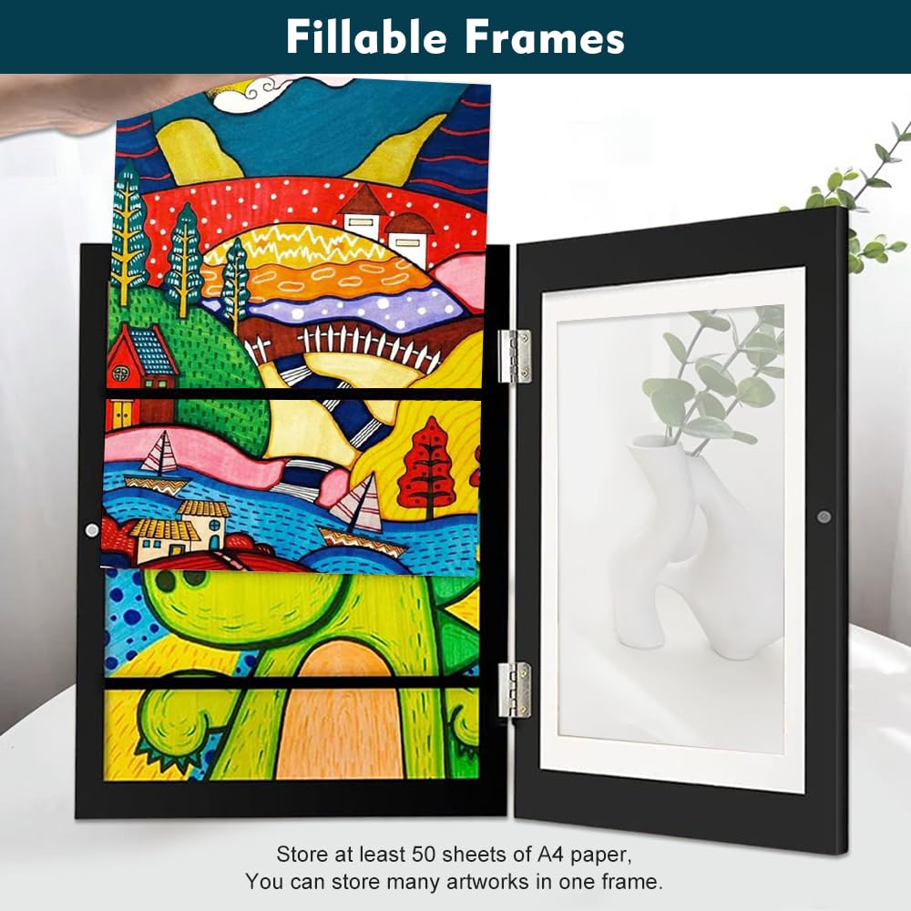 Cornice Porta Disegni Bambini A4 - 2 Pezzi Con Apertura Frontale Per 150 Disegni - Foto 2