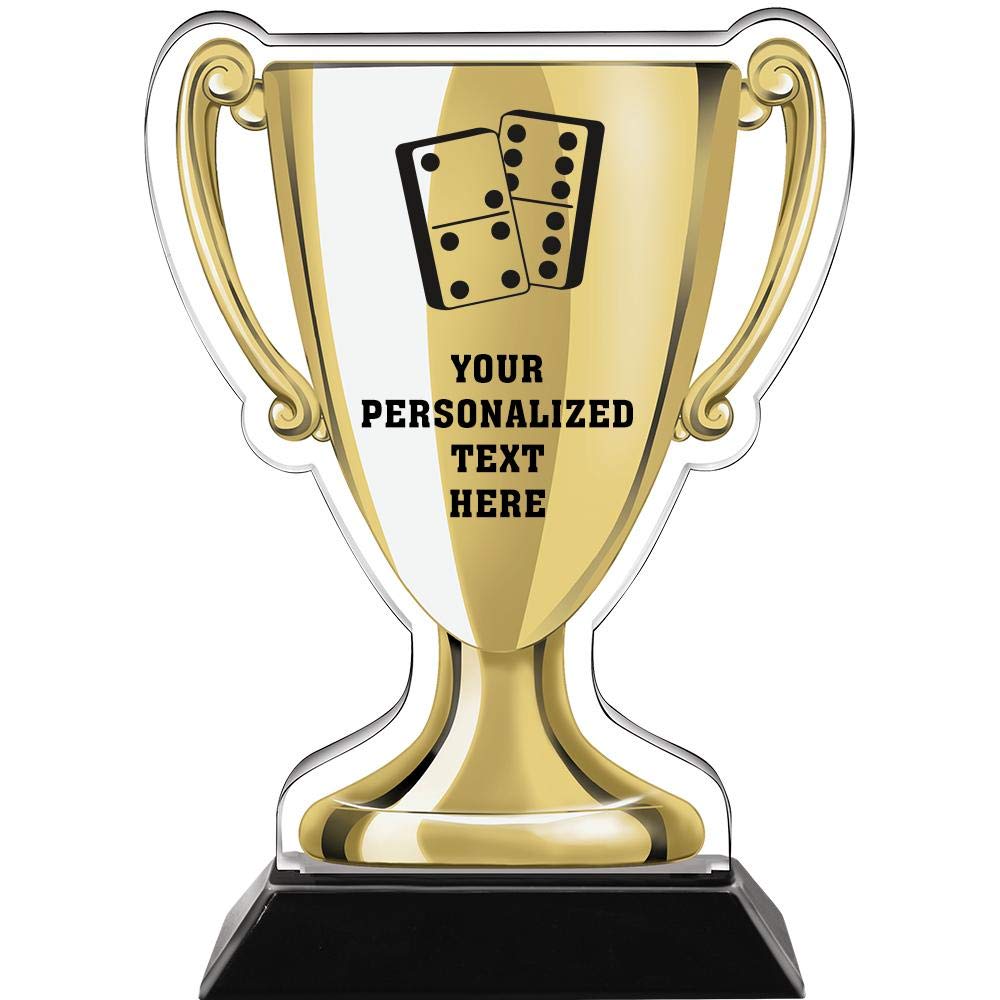 Crown Awards 7" Dominoes Gold Cup Trophies, Custom Dominoes Acrylic Cup Trophy Prime