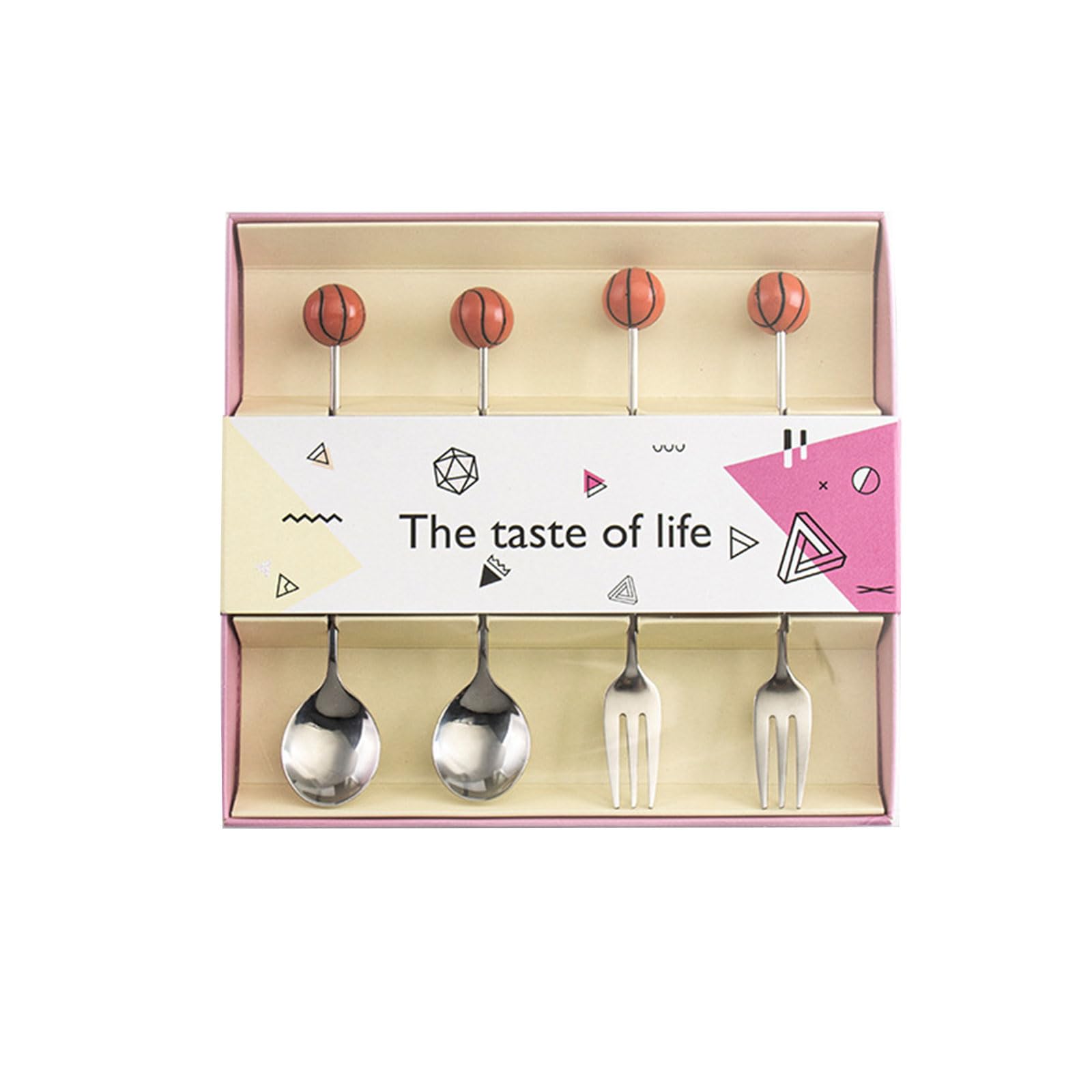 carotoe 4Pieces Stainless Steel Coffee Spoons Fruit Forks for Creative Tablewares Dessert Spoons 2 Styles for Stirring Ice Cream Coffee Set