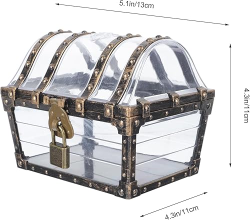 Miniatura 2 de Cofre de pirata con candado, cofre de tesoro de plástico transparente, caja de joyería pirata grande, cajas de dulces pirata, contenedor de joyería