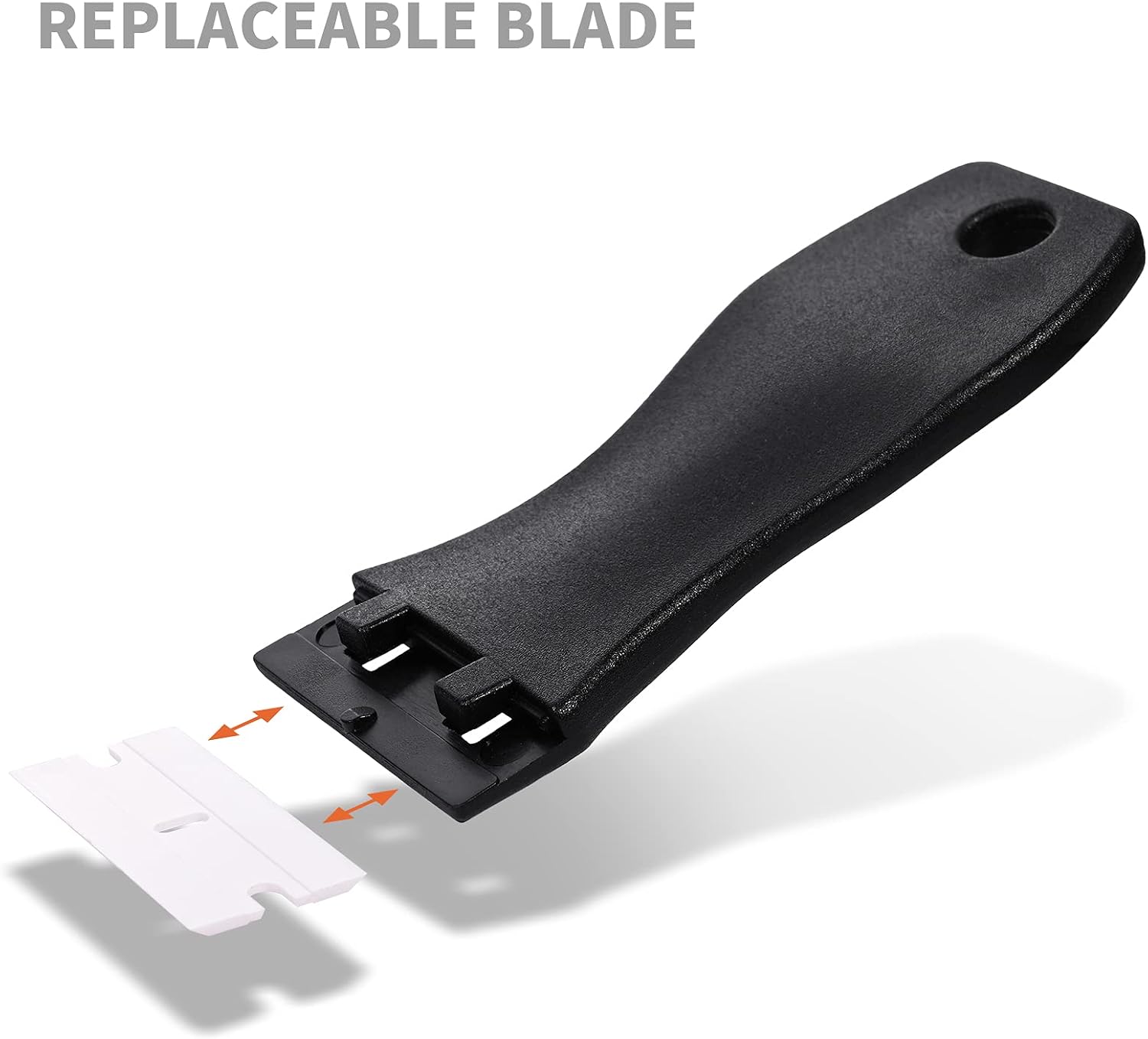 EHDIS Plastic Razor Blade Scraper 1.5" Plastic Razor Scraper Tool with 10pcs Double Edged Plastic Blades for Removing Adhesive Labels Stickers Decals From Glass Windows Windshields (Black)