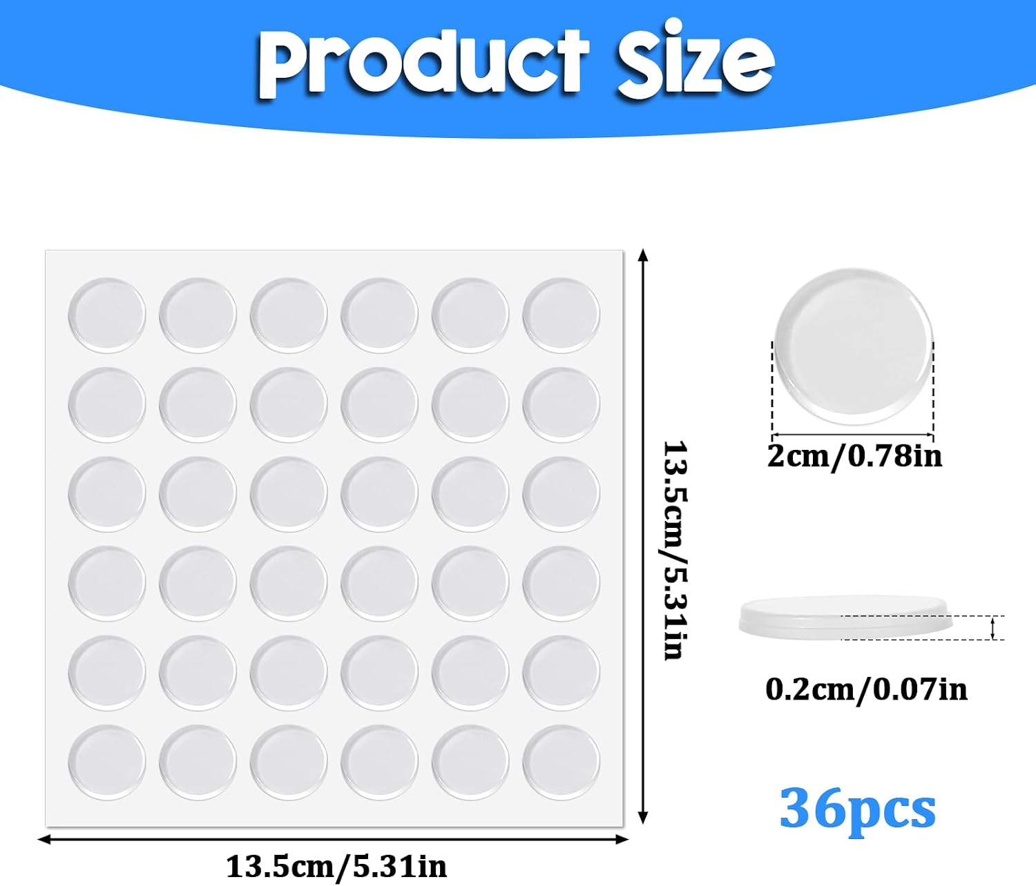 Self Adhesive Glass Table Top Bumpers, Extremely Soft Clear Glass Table Top Anti Slip Bumper Pads Round Rubber Pads for Photo Frame, Furniture (Round 20mm x 2mm, 24 PCS)