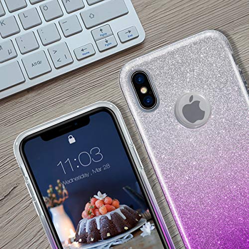 Mateprox Iphone Xs Case,Iphone X Glitter Bling Sparkle Cute Girls Women Protective Case For Iphone Xs/X 5.8"-Gradient Purple #TOP4