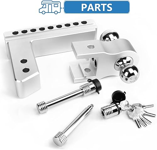 Miniatura 5 de Enganche de Remolque Ajustable - Enganche de Caída de Aluminio Tlvuvmo (Se Adapta a Receptor de 2.5''), CaídaElevación de 8 Pulgadas, 18,500 LBS GTW