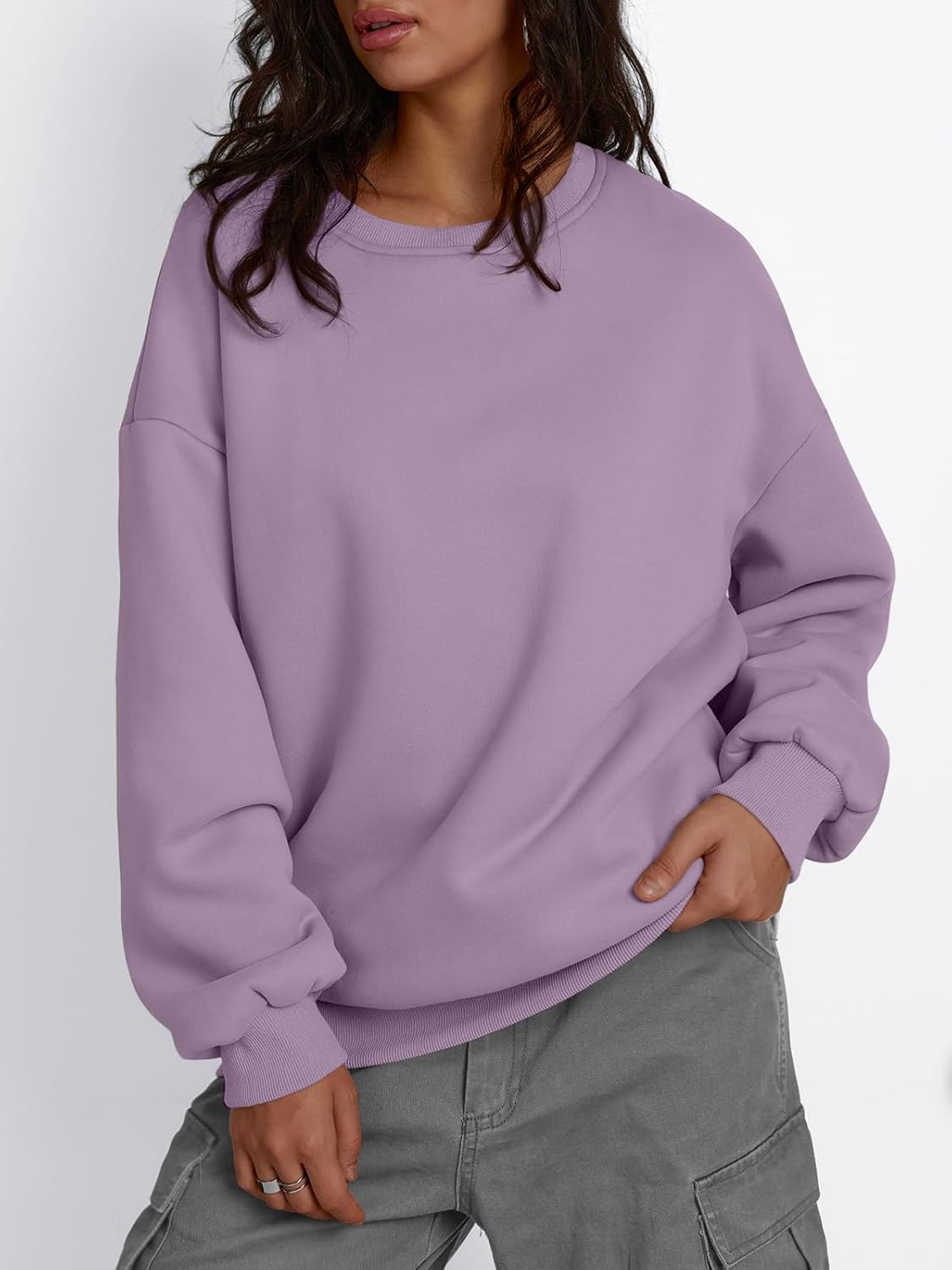 Trendy Queen Fleece Sherpa Lined Sweatshirts for Women 2025 Fall Fashion Winter Crewneck Pullover Hoodies Outfits Clothes