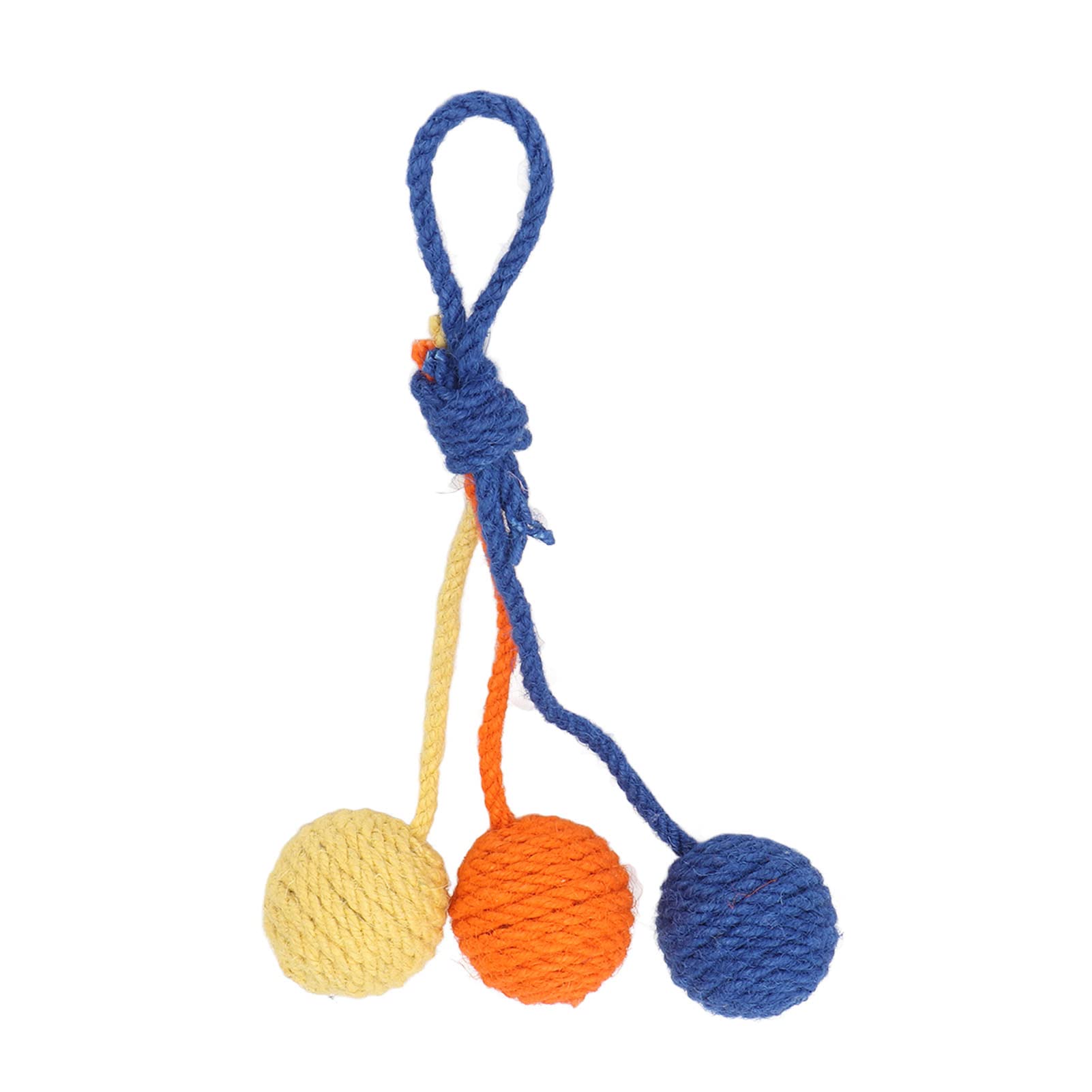 Cat Sisal Ball, Hanging Cat Sisal Ball Chewable Colorful Interactive Cat Sisal Rope Ball Toy for Pet Indoor (Red Yellow Blue)