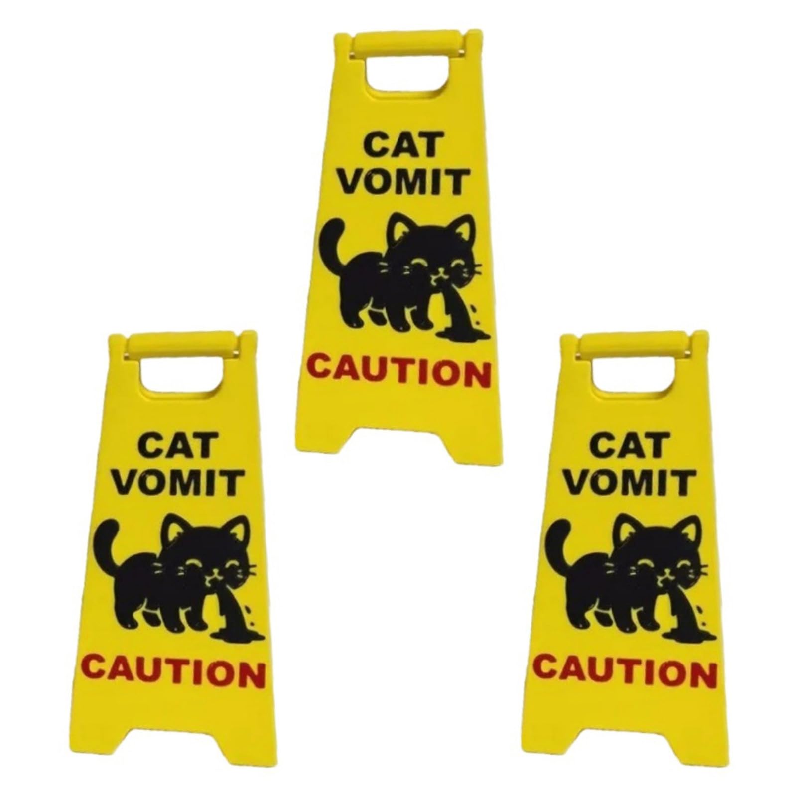 Jazuaiao 3Pcs Cats Vomit Caution Signs Cats Vomits Warning Signs Desk Decorations Funny Novelty Vomit Sign for Home Decors Warning Sign Novelty Desk Decor Gifts for Home