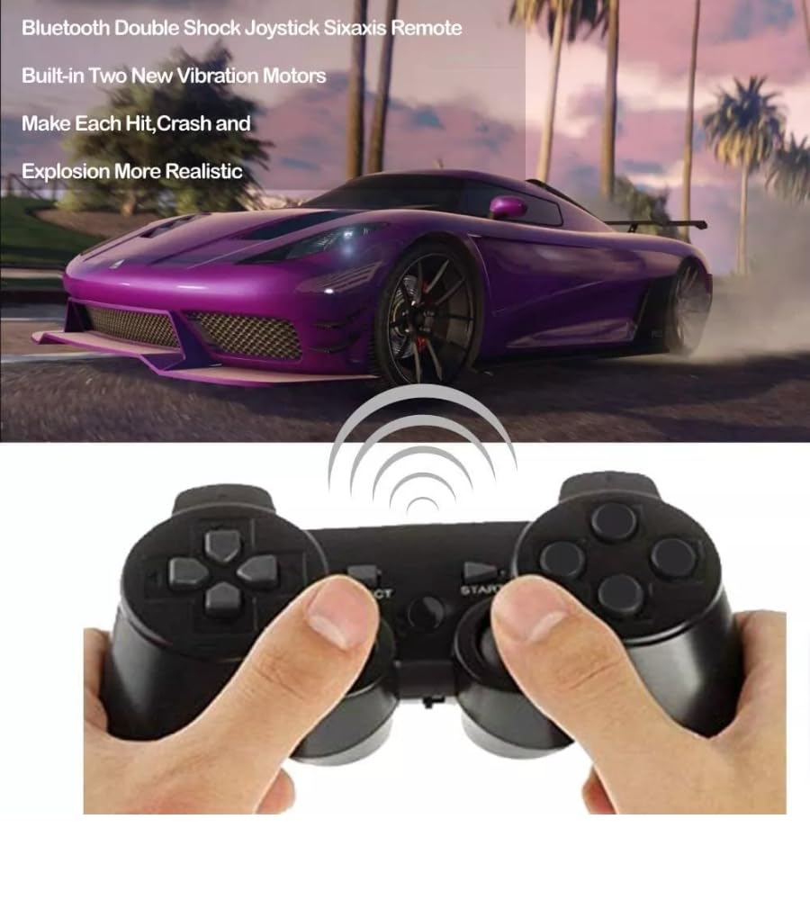 Generico Coppia Controller, 2 Joypad Senza Filo Wireless, Compatibile PC Plays. 3, Gamepad Analogico D. Shock Vibrazione, Coppia Pad Nero
