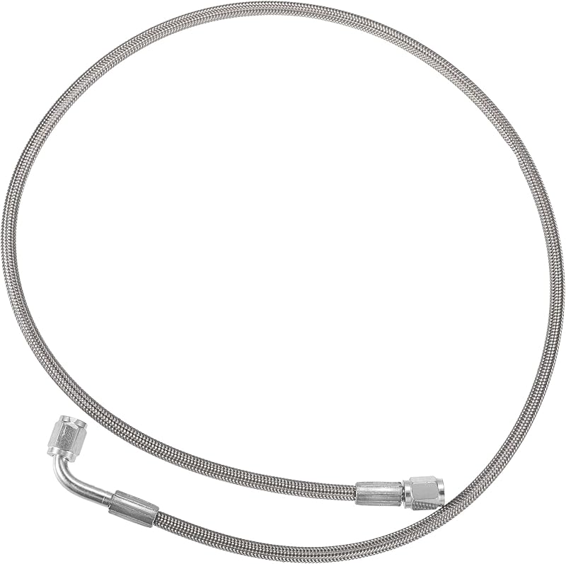 Linha de alimentação de óleo para turbo AN3 VekAuto com malha de aço inoxidável, terminais reto e 90° – 86,3 cm