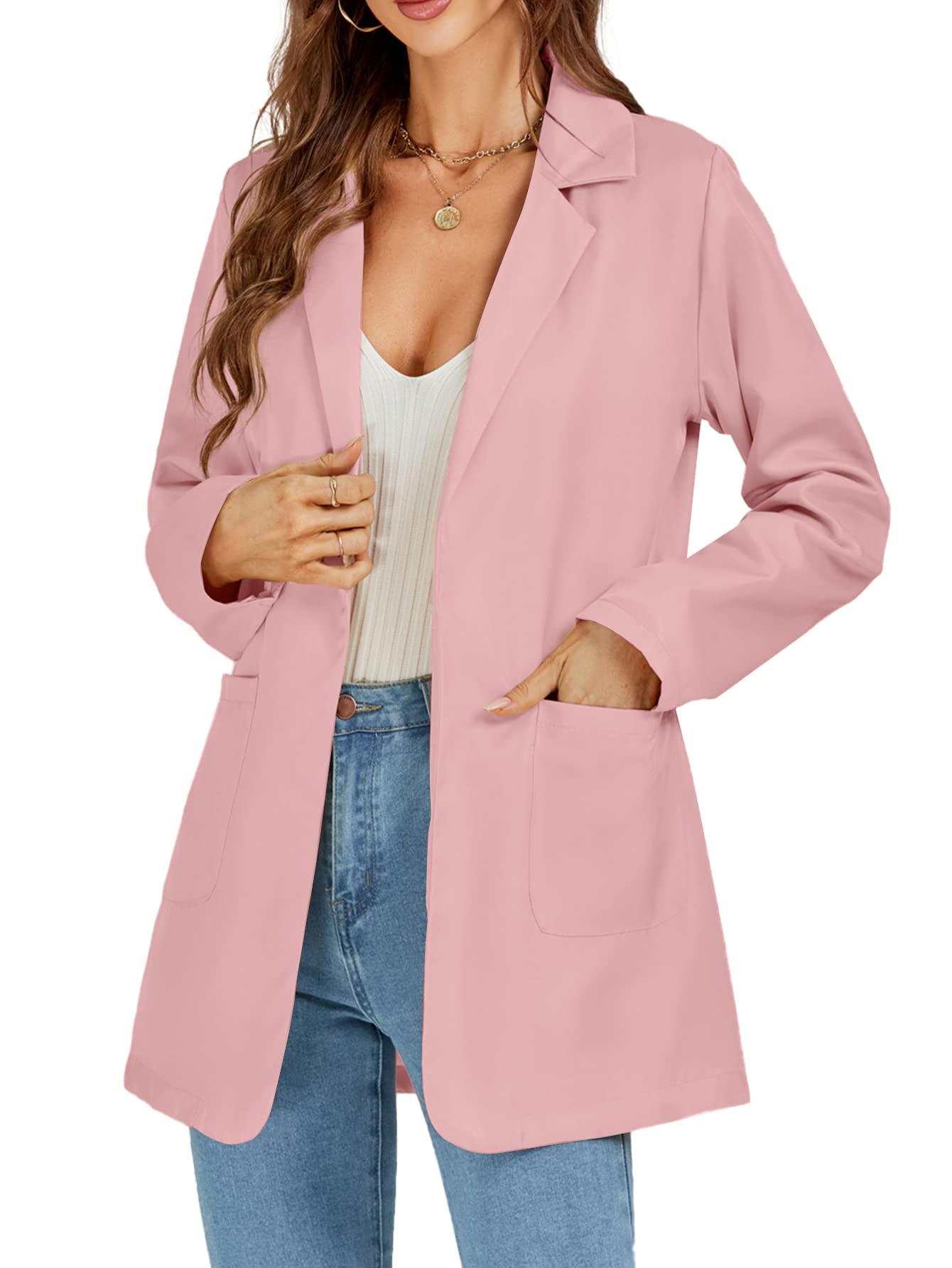 LYANER Women's Casual Long Sleeve Work Office Suit Cardigan Blazer ...