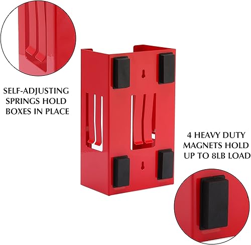 Miniatura 2 de EMENTOL Magnetic GloveTissue Dispenser Holder, Red Glove Dispenser Wall Mount, Mount onto Tool Box or in Workshops