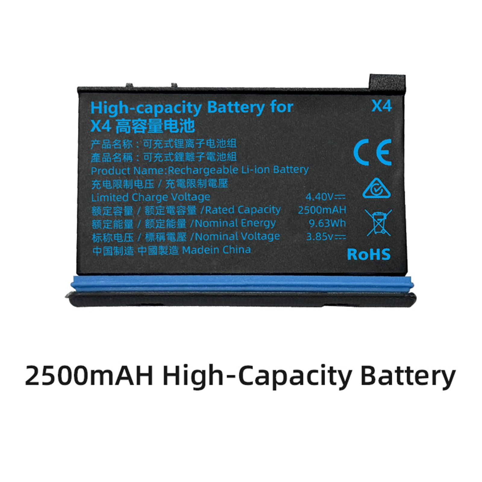 Batería de cámara de acción de alta capacidad de 2500 mAh para disparos prolongados y batería de cámara de alta capacidad al aire libre