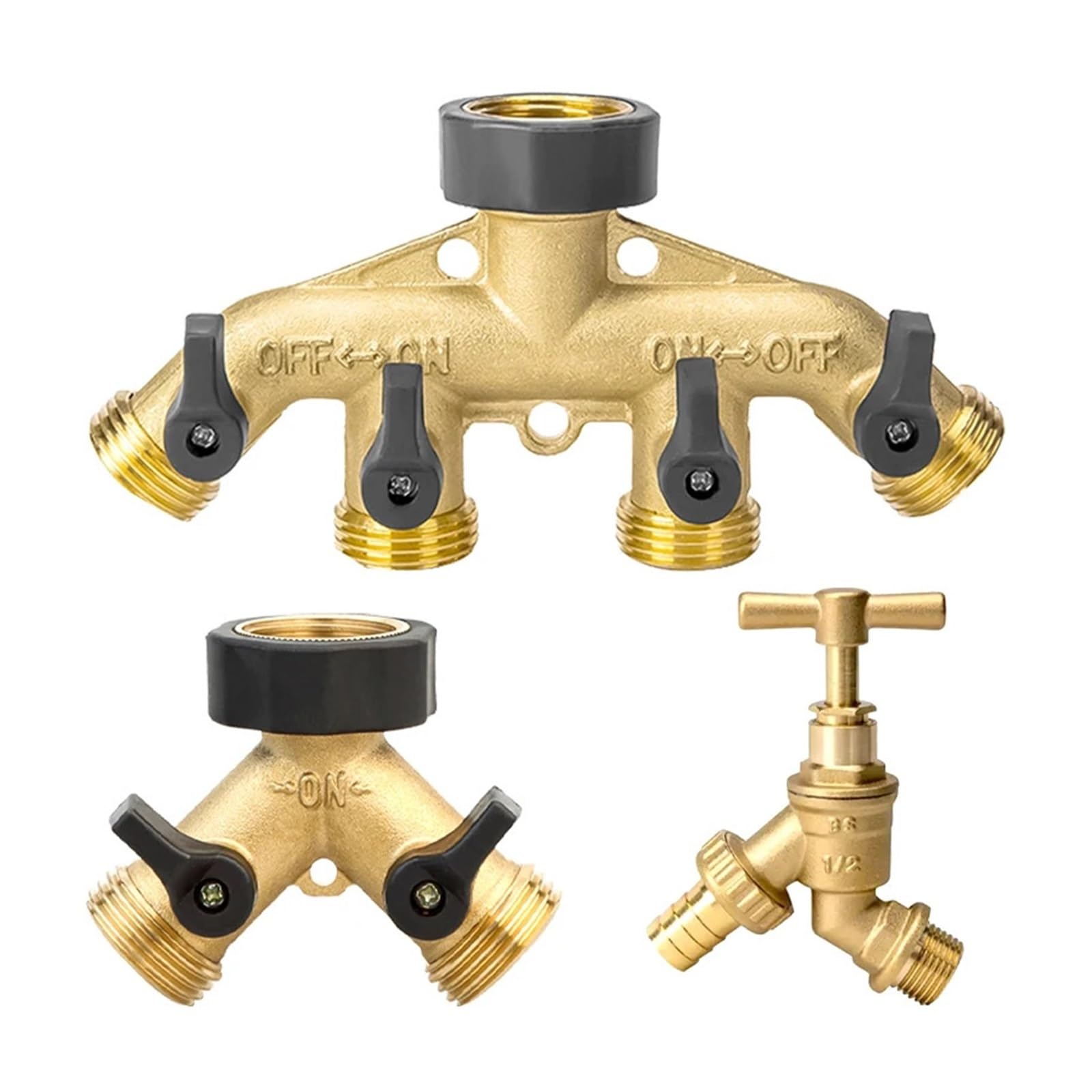 Divisor de Manguera de jardín de latón Resistente de 4 vías, Conector de Grifo, Adaptador de Espiga, 1 Pieza(4 WAYsEU)