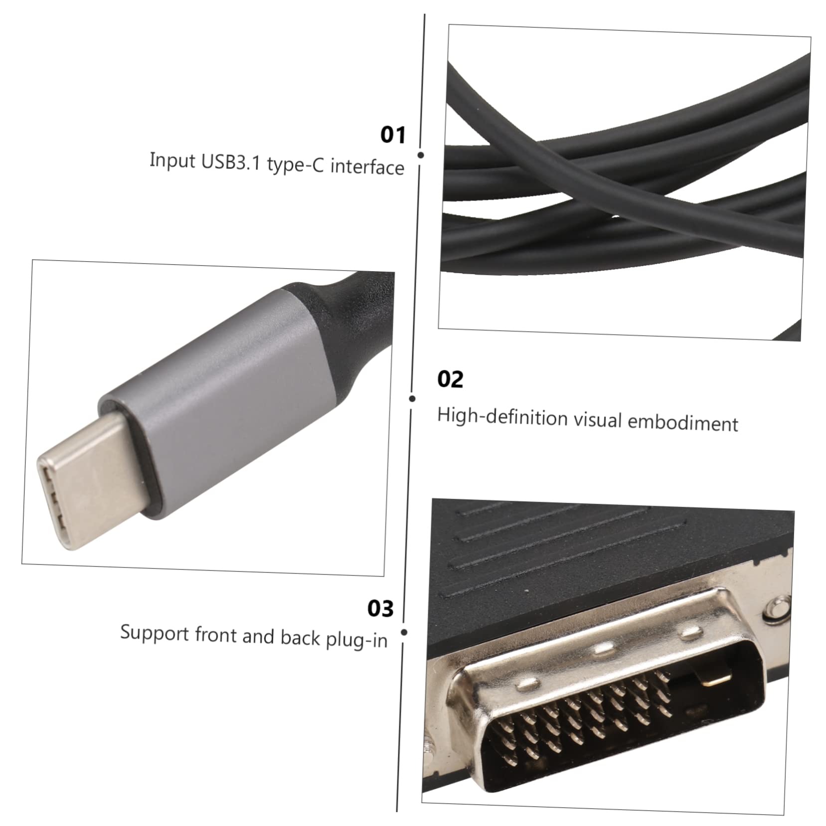 SHINEOFI Adattatore Tipo Dvi Nero Cavo Trasmissione Veloce per Monitor e Laptop