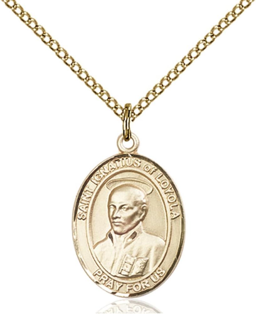 Bonyak Jewelry St. Ignatius of Loyola Hand-Crafted Oval Medal Pendant in 14kt Yellow Gold-Filled