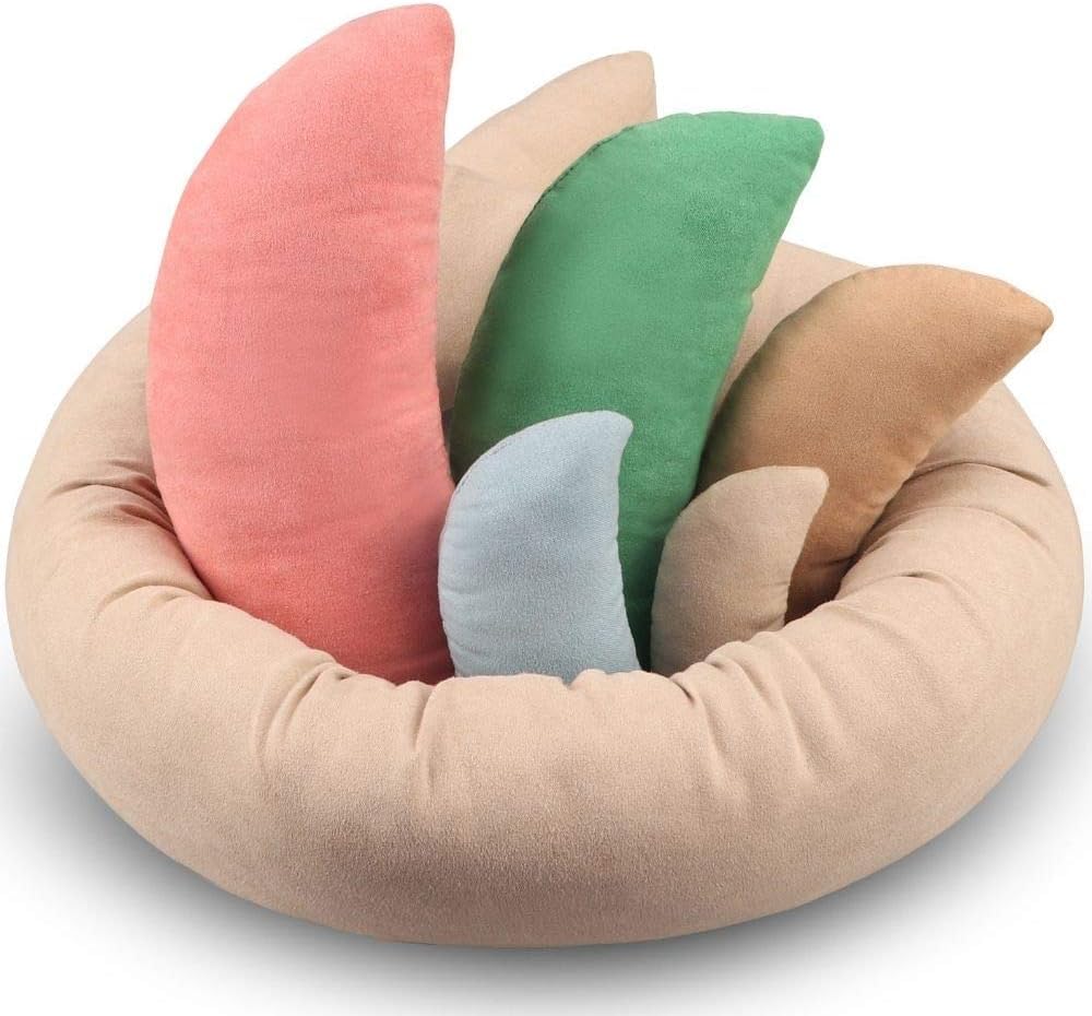 Lot de 6 accessoires photo pour nouveau-né, accessoires photo pour nouveau-né, coussin, panier de photographie pour bébé, accessoires de pose, 1 donut photo, 5 coussins multicolores (convient
